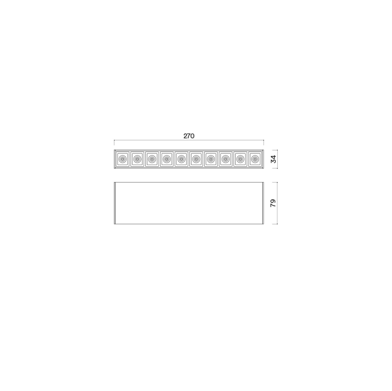 Nixe 10S opbouwverlichting serie Opbouwarmatuur met maat liefst 10 lichtpunten