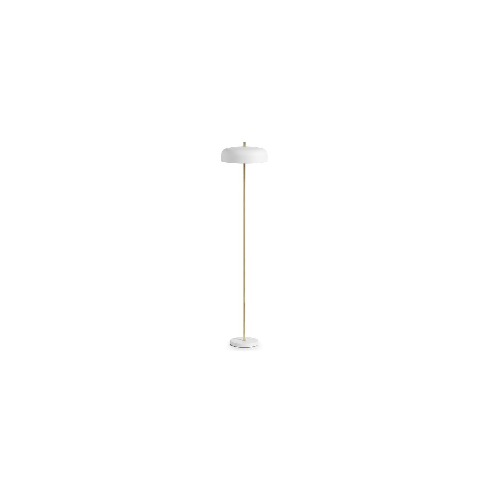 Taichi F vloerlamp goudkleurig met witte voet en witte kap