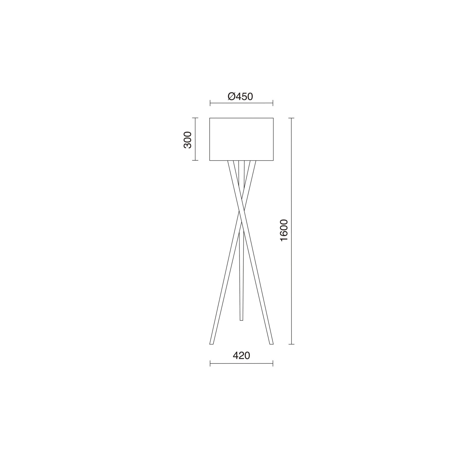 Wood F vloerlamp afmetingen, geleverd door Lumilab