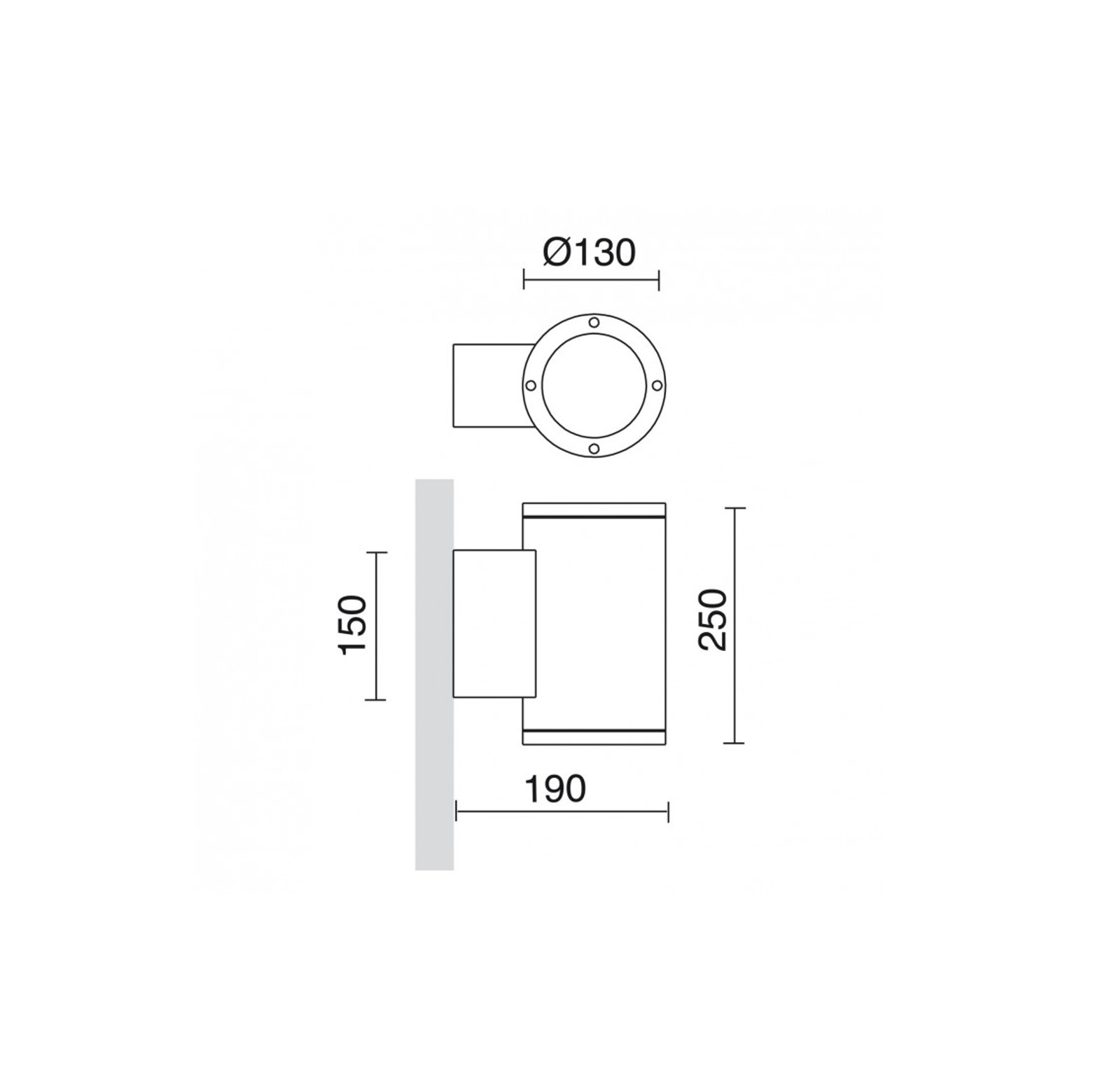 Seth wandlamp IP65 antraciet led afmetingen